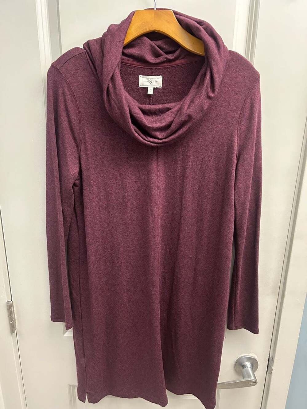 Lou & Grey Women's Burgundy Cowl Neck Long Sleeve Shift Dress Size Medium